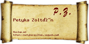 Petyka Zoltán névjegykártya